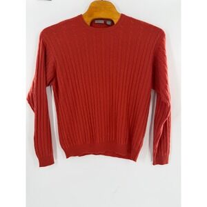 CH Classics Mens 100% Cashmere Cable Knit Crewneck Sweater Red XL